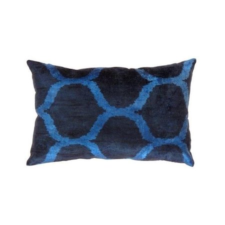 PASARGAD HOME Pasargad Home ik19 16x24 16 x 24 in. Velvet Ikat Pillow; Navy ik19 16x24